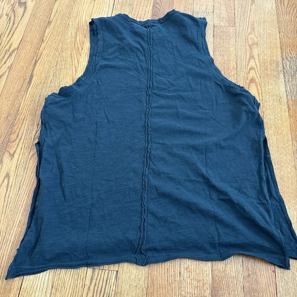 Free People Washed Black Sleeveless Tank Top with Side Slits - Picture 5 of 5